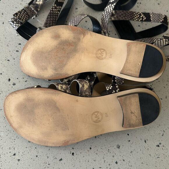 MICHAEL Michael Kors Darby Leather Snake Printed Tall Gladiator Sandals Size 8M - Picture 10 of 16